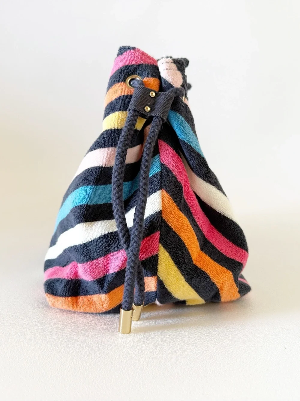 Juicy Couture Bag Terry Cotton Multicolor Striped Shoulder Beach Travel Small